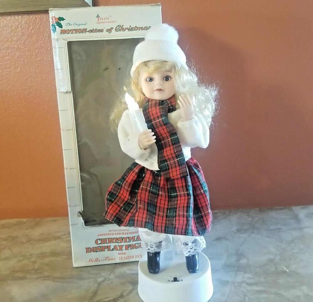 Vintage Telco Motionettes of Christmas Display Figure Girl With Candle 17" Doll